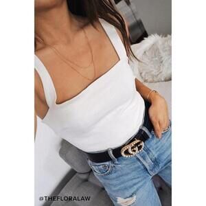 Lulus Basics Symbolize White Sleeveless Bodysuit - Size S